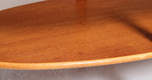Load image into Gallery viewer, Mid Century oval 2-tier teak coffee table with a smoked glass top and brass feet by G-plan, circa 1970s
