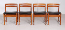 Load image into Gallery viewer, Set of 4 Mid Century teak chairs, circa 1970s.
