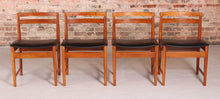 Load image into Gallery viewer, Set of 4 Mid Century teak chairs, circa 1970s.
