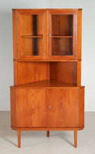 Load image into Gallery viewer, Danish Mid Century glass fronted teak corner cabinet, circa 1960s
