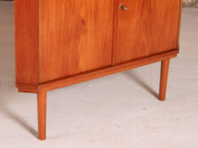 Load image into Gallery viewer, Danish Mid Century glass fronted teak corner cabinet, circa 1960s
