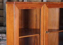 Load image into Gallery viewer, Danish Mid Century glass fronted teak corner cabinet, circa 1960s
