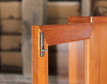 Load image into Gallery viewer, Danish Mid Century glass fronted teak corner cabinet, circa 1960s
