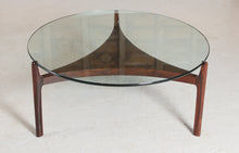 Load image into Gallery viewer, Danish Mid Century model 104 rosewood and glass coffee table by Sven Ellekaer for Christian Linneberg, circa 1960s
