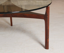 Load image into Gallery viewer, Danish Mid Century model 104 rosewood and glass coffee table by Sven Ellekaer for Christian Linneberg, circa 1960s
