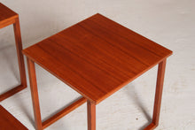 Load image into Gallery viewer, Danish Mid Century Model 33 Cube teak nest of three tables designed by Kai Kristiansen for Vildbjerg Møbelfabrik circa 1960s
