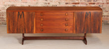 Load image into Gallery viewer, Mid Century rosewood and teak sideboard with curved ends by Vanson, circa 1960s

