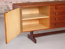 Load image into Gallery viewer, Mid Century rosewood and teak sideboard with curved ends by Vanson, circa 1960s
