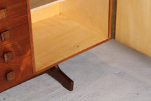 Load image into Gallery viewer, Mid Century rosewood and teak sideboard with curved ends by Vanson, circa 1960s
