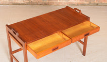 Load image into Gallery viewer, Swedish Mid Century teak side table / console table with 2 drawers by Skaraborgs Möbelindustri, circa 1960s
