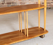 Load image into Gallery viewer, Mid Century Ercol Windsor Trolley Bookcase (model 361) 'Baby Giraffe' in solid elm and beech, circa 1960

