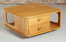 Load image into Gallery viewer, Mid Century Ercol Pandora's Box beech and elm occasional table on casters, circa 1970s

