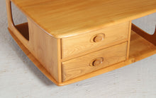 Load image into Gallery viewer, Mid Century Ercol Pandora's Box beech and elm occasional table on casters, circa 1970s
