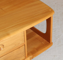 Load image into Gallery viewer, Mid Century Ercol Pandora's Box beech and elm occasional table on casters, circa 1970s
