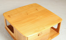 Load image into Gallery viewer, Mid Century Ercol Pandora's Box beech and elm occasional table on casters, circa 1970s

