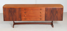Load image into Gallery viewer, Mid Century rosewood and teak sideboard with curved ends by Vanson, circa 1960s
