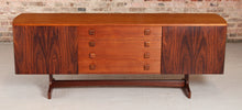 Load image into Gallery viewer, Mid Century rosewood and teak sideboard with curved ends by Vanson, circa 1960s

