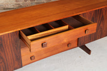 Load image into Gallery viewer, Mid Century rosewood and teak sideboard with curved ends by Vanson, circa 1960s
