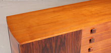 Load image into Gallery viewer, Mid Century rosewood and teak sideboard with curved ends by Vanson, circa 1960s

