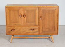 Load image into Gallery viewer, Mid Century Ercol model 467 elm and beech sideboard with blue label, circa 1950s
