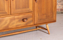 Load image into Gallery viewer, Mid Century Ercol model 467 elm and beech sideboard with blue label, circa 1950s
