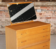 Load image into Gallery viewer, Mid Century oak vanity chest of drawers with a mirror, circa 1960s
