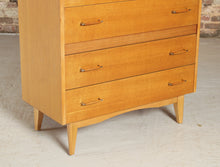 Load image into Gallery viewer, Mid Century oak vanity chest of drawers with a mirror, circa 1960s
