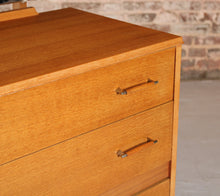 Load image into Gallery viewer, Mid Century oak vanity chest of drawers with a mirror, circa 1960s
