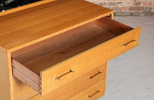 Load image into Gallery viewer, Mid Century oak vanity chest of drawers with a mirror, circa 1960s
