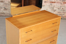 Load image into Gallery viewer, Mid Century oak vanity chest of drawers with a mirror, circa 1960s
