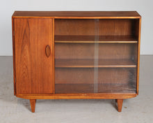 Load image into Gallery viewer, Mid Century glass fronted teak bookcase, circa 1960s
