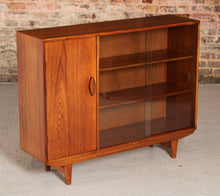 Load image into Gallery viewer, Mid Century glass fronted teak bookcase, circa 1960s
