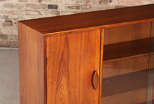 Load image into Gallery viewer, Mid Century glass fronted teak bookcase, circa 1960s
