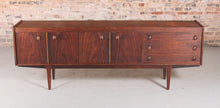 Load image into Gallery viewer, Mid Century Long Rosewood Sideboard with Carved Handles, circa 1960s.
