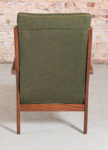 Load image into Gallery viewer, Mid Century Cintique Afrormosia Armchair with Original Green Fabric Upholstery.
