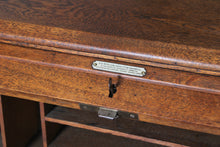 Load image into Gallery viewer, Small English Oak Rolltop Desk. Working lock and keys. c1910
