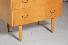 Load image into Gallery viewer, Mid Century Oak Chest of Drawers with Brass Handles, circa 1960s.
