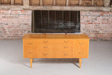 Load image into Gallery viewer, Mid Century Oak Dressing Table with Brass Handles, circa 1960s.
