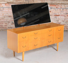Load image into Gallery viewer, Mid Century Oak Dressing Table with Brass Handles, circa 1960s.
