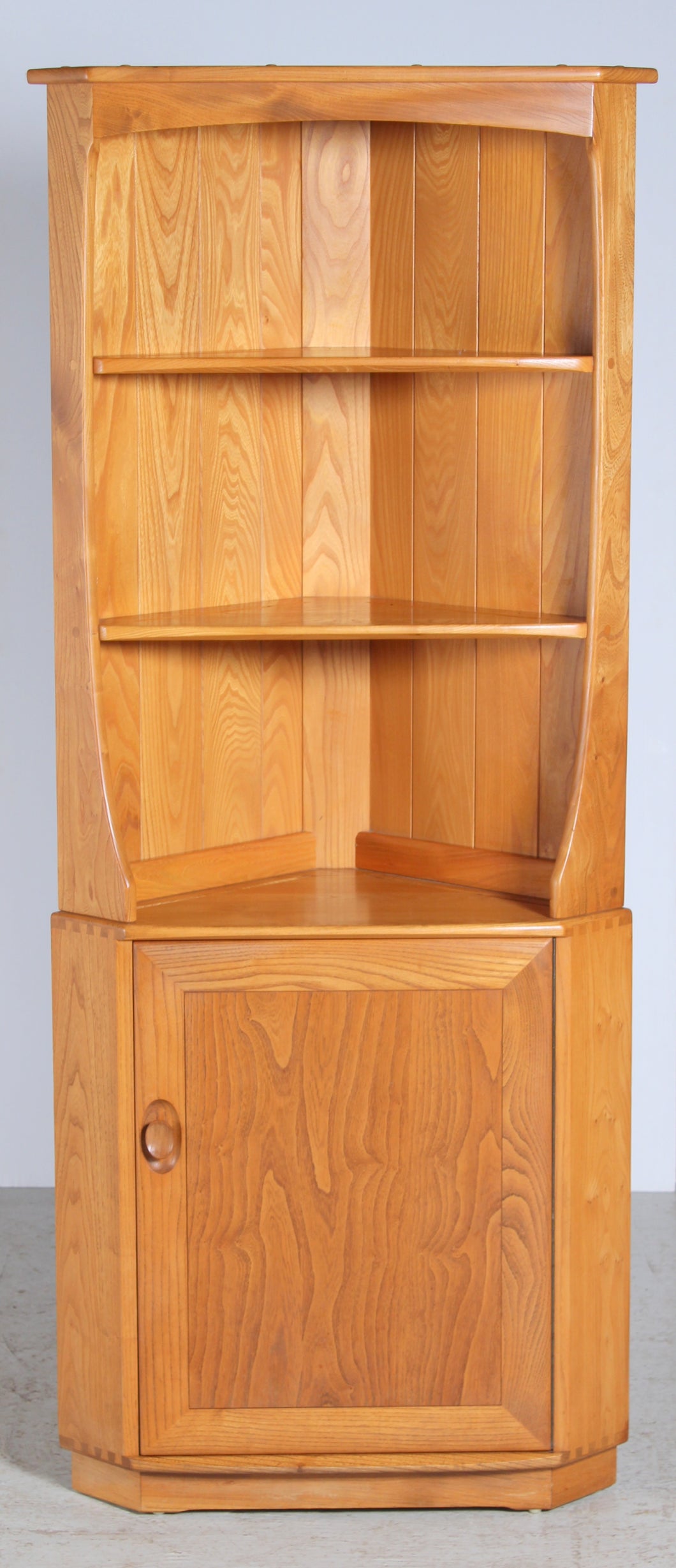 Mid Century Ercol Windsor Tall Corner Cabinet (model 743C). c. 1970s.