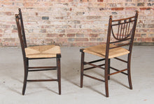 Load image into Gallery viewer, Set of 4 Arts &amp; Crafts Morris Style Sussex Chairs for Heals c.1890s
