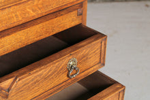 Load image into Gallery viewer, Vintage Solid Oak &amp; Brass Writing Bureau c.1920s
