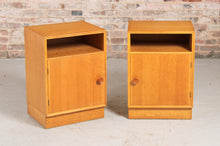 Load image into Gallery viewer, A Pair of Midcentury Oak Bedside Tables by Meredew, c. 1960s.
