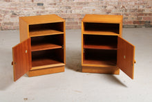 Load image into Gallery viewer, A Pair of Midcentury Oak Bedside Tables by Meredew, c. 1960s.
