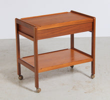 Load image into Gallery viewer, Midcentury Teak Drinks Trolley with a Drawer, circa 1960s.
