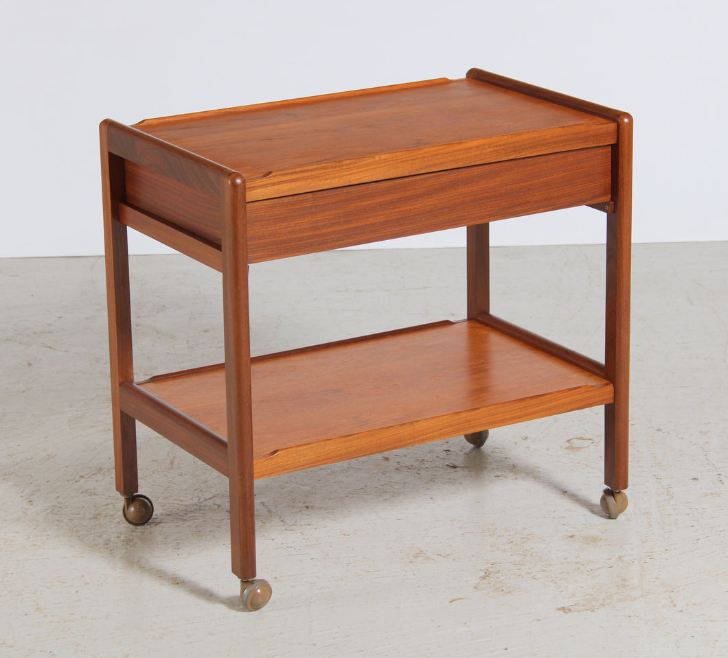 Midcentury Teak Drinks Trolley with a Drawer, circa 1960s.
