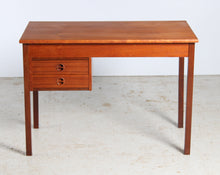 Load image into Gallery viewer, Danish Mid Century teak desk with 2 drawers by Domino Mobler, circa 1960s.
