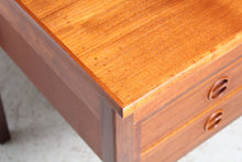 Load image into Gallery viewer, Danish Mid Century teak desk with 2 drawers by Domino Mobler, circa 1960s.
