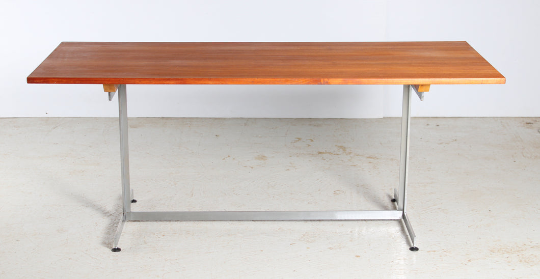 Mid Century teak and chrome executive desk, circa 1960s.