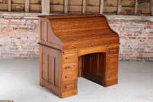Load image into Gallery viewer, English solid oak rolltop desk, circa 1910s

